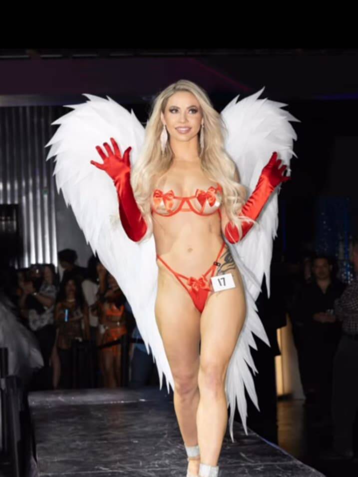 sexy lingerie contest Victoria's Secret model Romee Strijd stuns in festive ribbon-tied lingerie